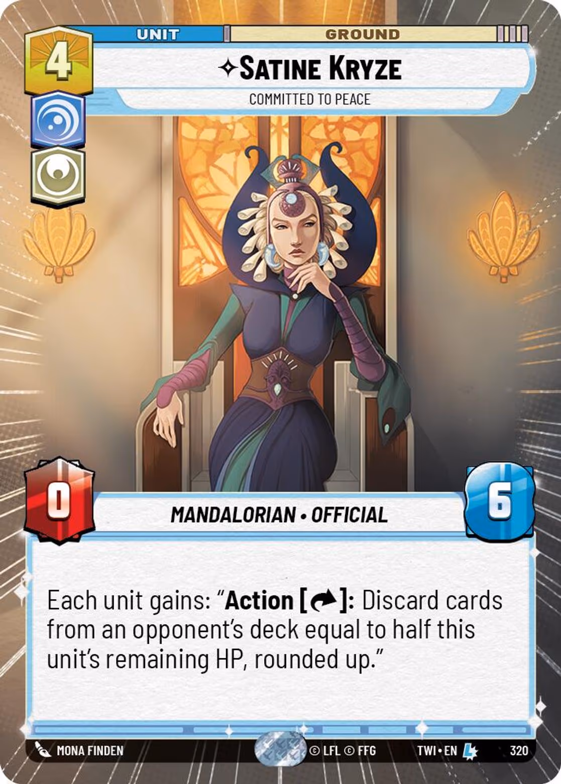 Satine Kryze - Committed to Peace TWI-320 Hyperspace Star Wars Unlimited card