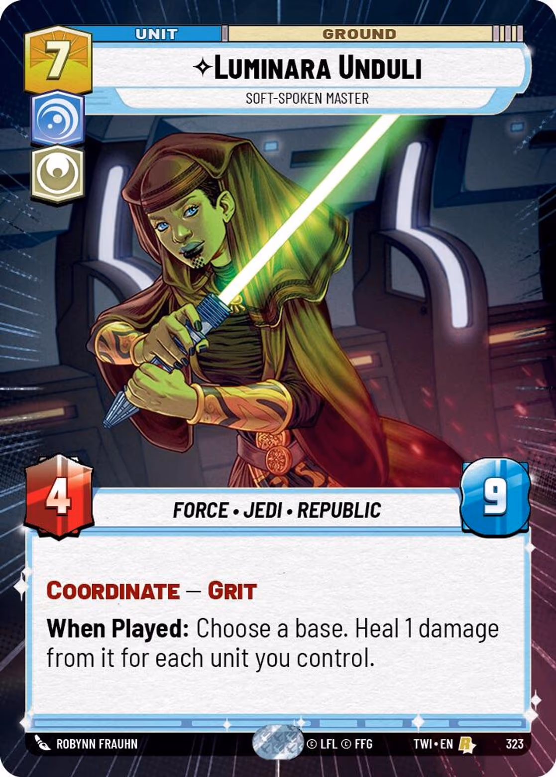 Luminara Unduli - Soft-Spoken Master TWI-323 Hyperspace Star Wars Unlimited card