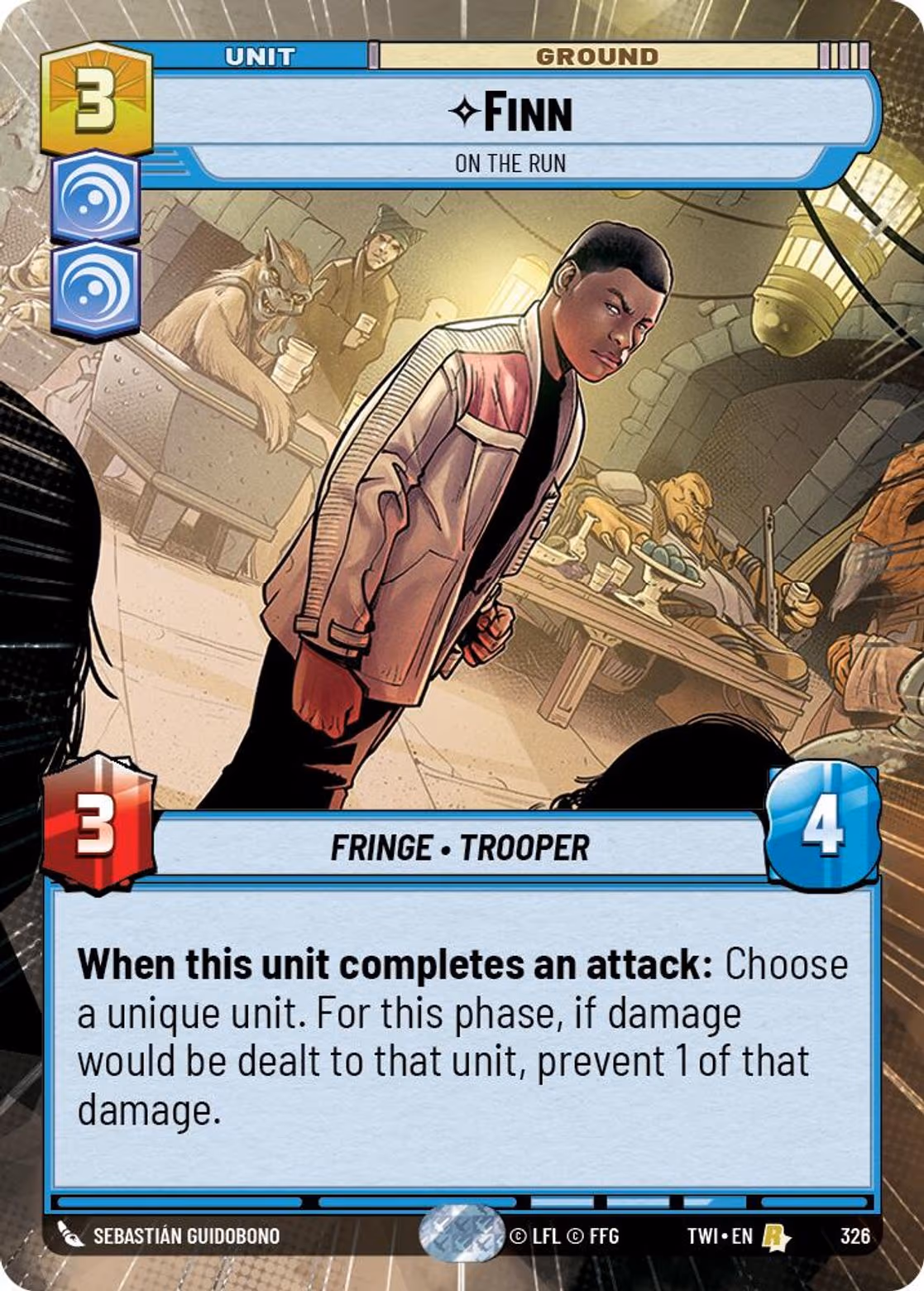 Finn - On the Run TWI-326 Hyperspace Star Wars Unlimited card