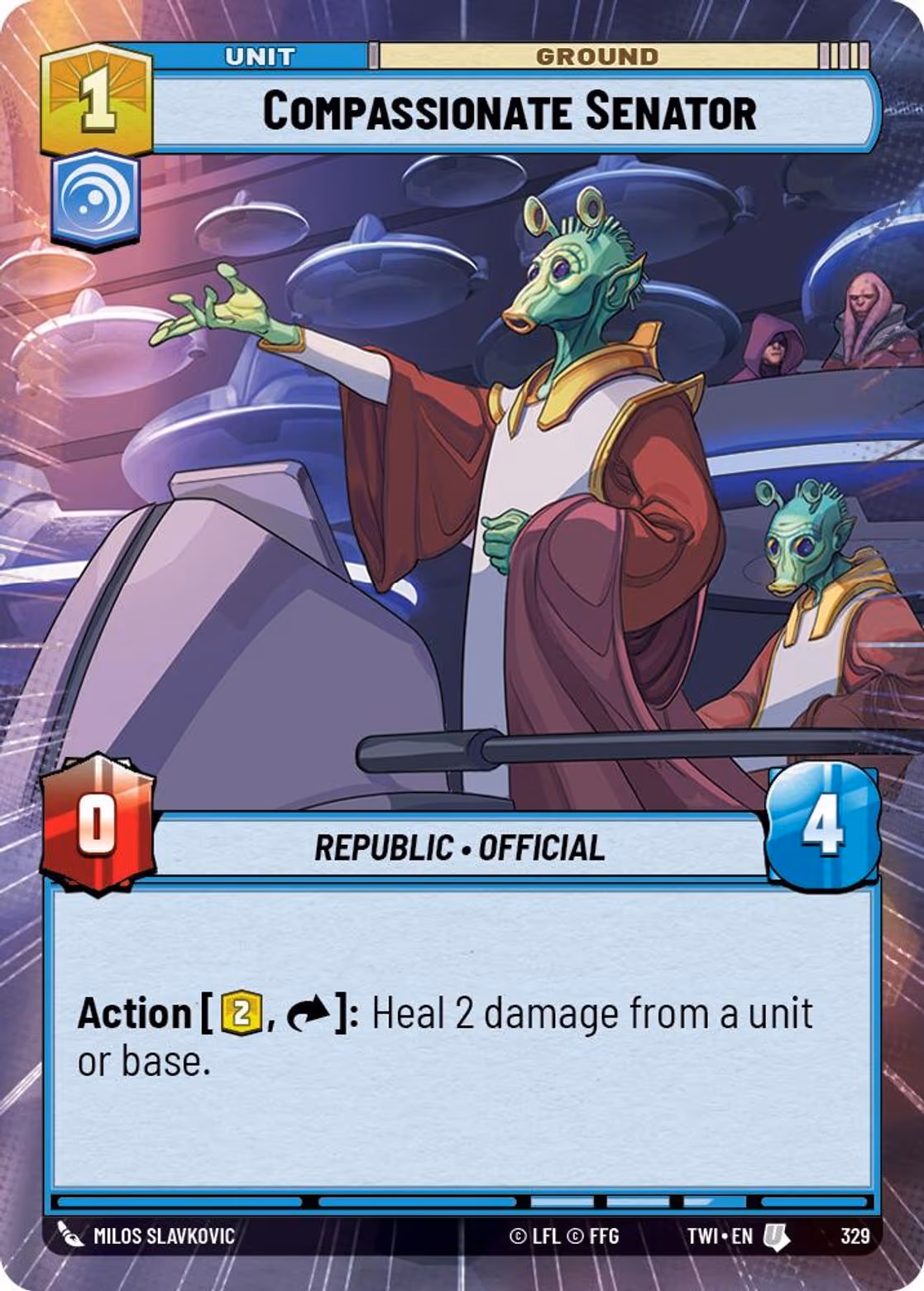 Compassionate Senator TWI-329 Hyperspace Star Wars Unlimited card