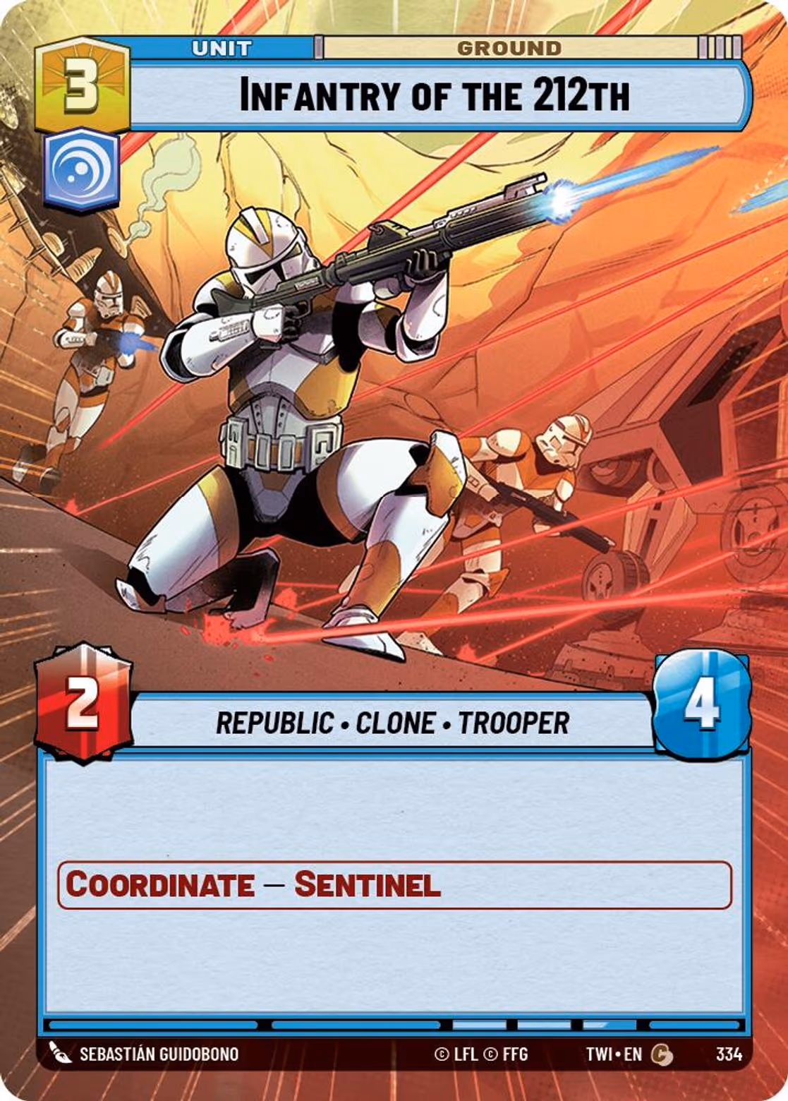 Infantry of the 212th TWI-334 Hyperspace Star Wars Unlimited card