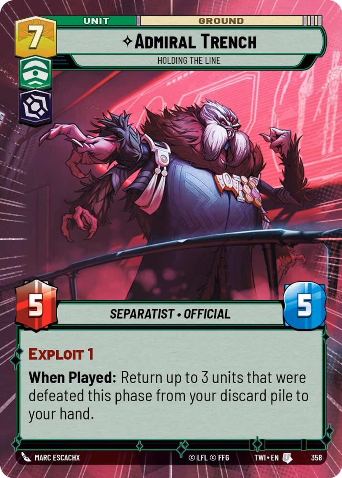 Admiral Trench - Holding the Line TWI-358 Hyperspace Star Wars Unlimited card