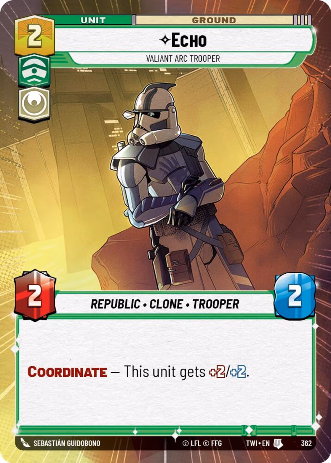 Echo - Valiant ARC Trooper TWI-362 Hyperspace Star Wars Unlimited card