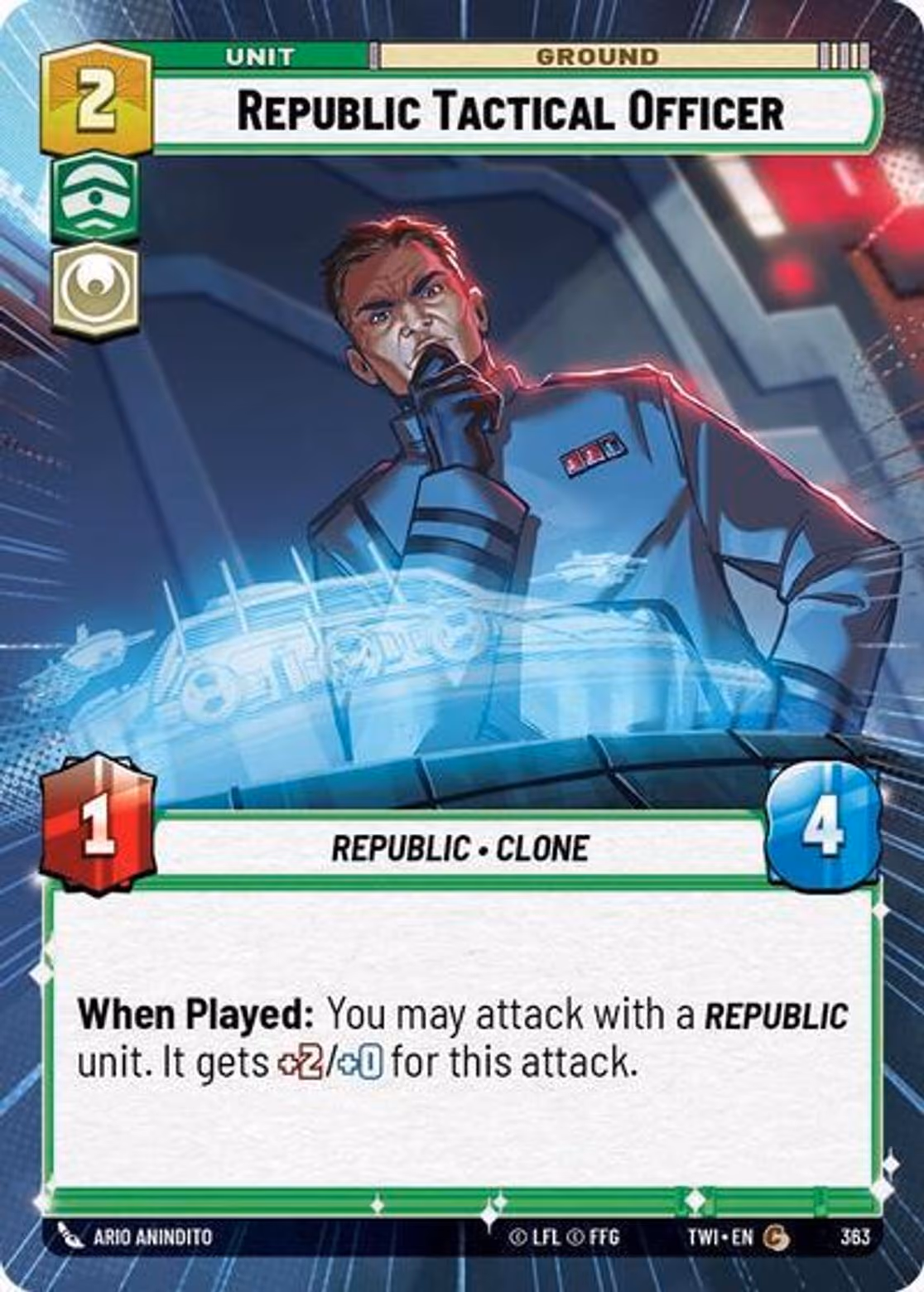 Republic Tactical Officer TWI-363 Hyperspace Star Wars Unlimited card