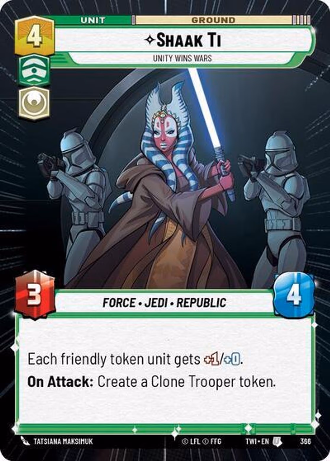 Shaak Ti - Unity Wins Wars TWI-366 Hyperspace Star Wars Unlimited card