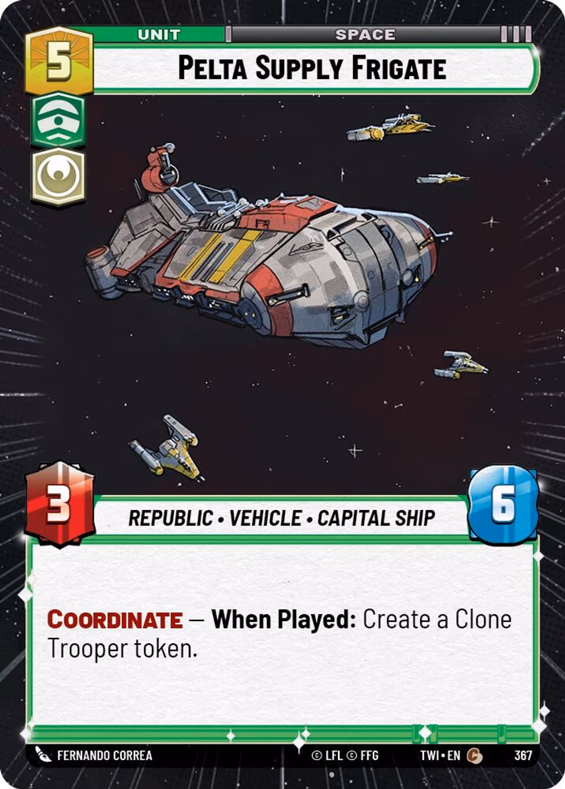Pelta Supply Frigate TWI-367 Hyperspace Star Wars Unlimited card