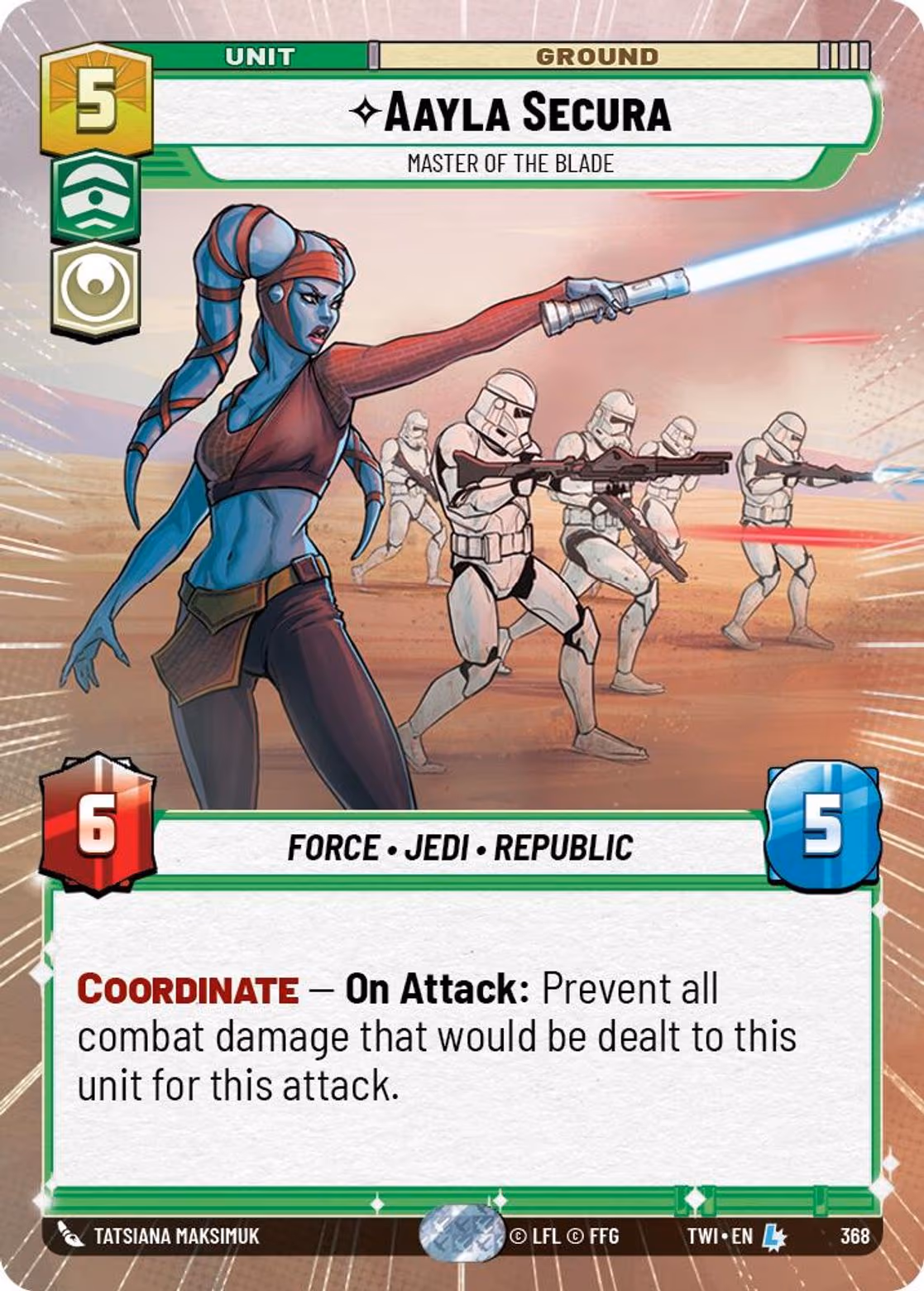 Aayla Secura - Master of the Blade TWI-368 Hyperspace Star Wars Unlimited card