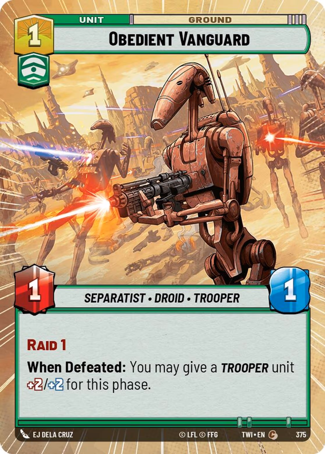 Obedient Vanguard TWI-375 Hyperspace Star Wars Unlimited card