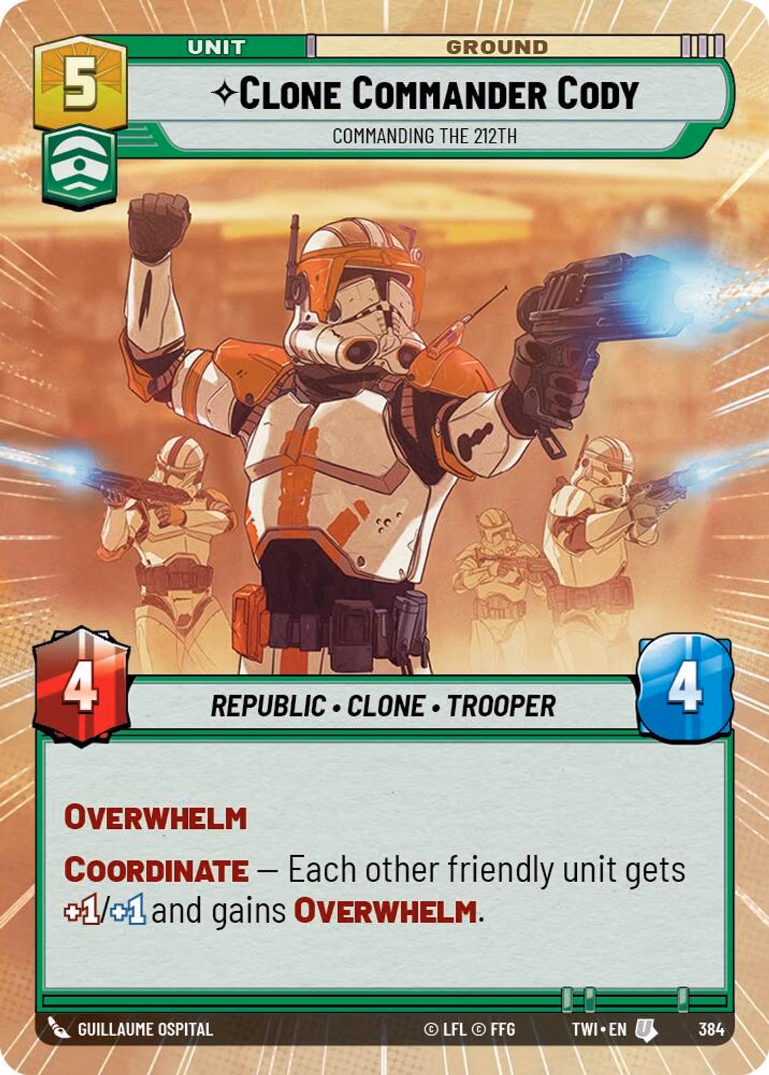 Clone Commander Cody - Commanding the 212th TWI-384 Hyperspace Star Wars Unlimited card
