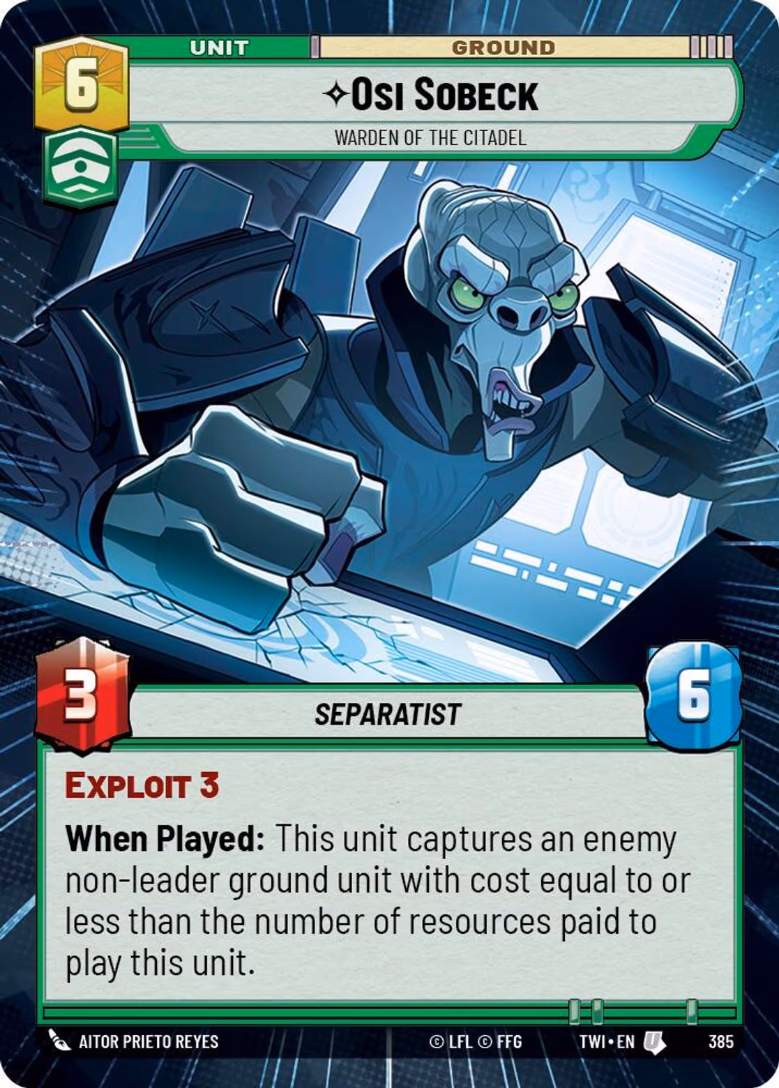 Osi Sobeck - Warden of the Citadel TWI-385 Hyperspace Star Wars Unlimited card