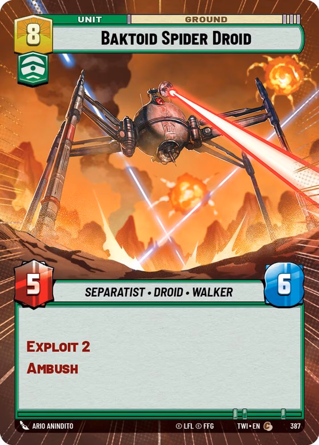 Baktoid Spider Droid TWI-387 Hyperspace Star Wars Unlimited card