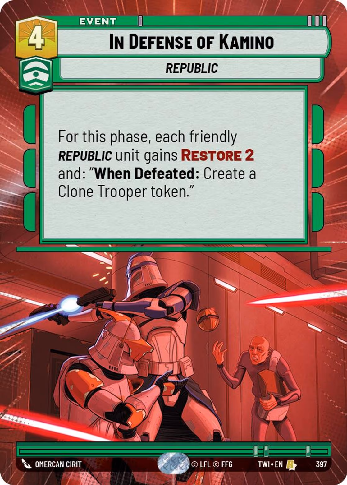 In Defense of Kamino TWI-397 Hyperspace Star Wars Unlimited card