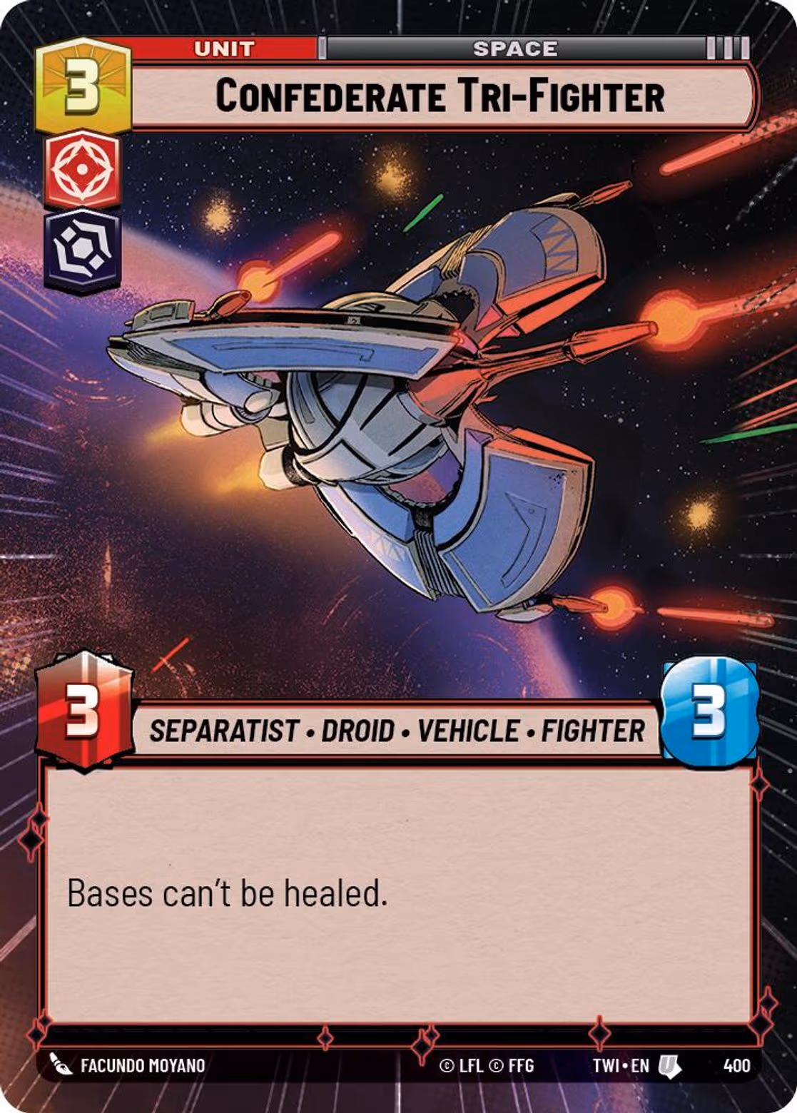 Confederate Tri-Fighter TWI-400 Hyperspace Star Wars Unlimited card