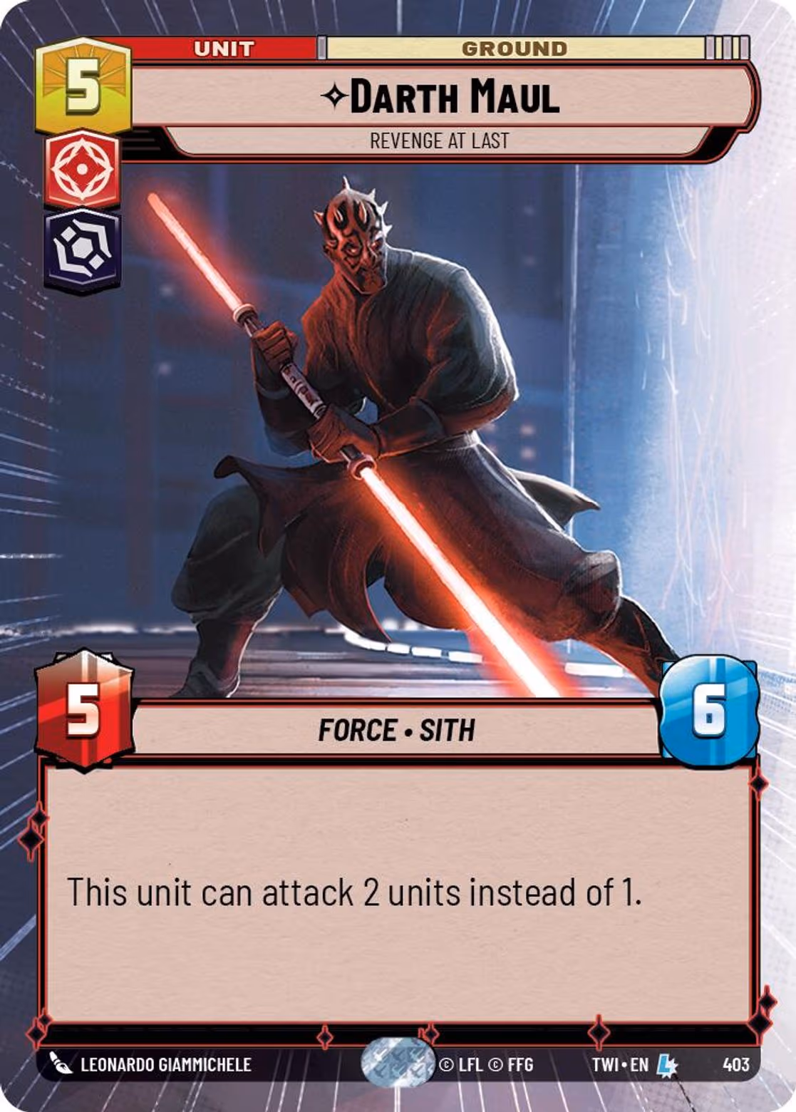 Darth Maul - Revenge At Last TWI-403 Hyperspace Star Wars Unlimited card