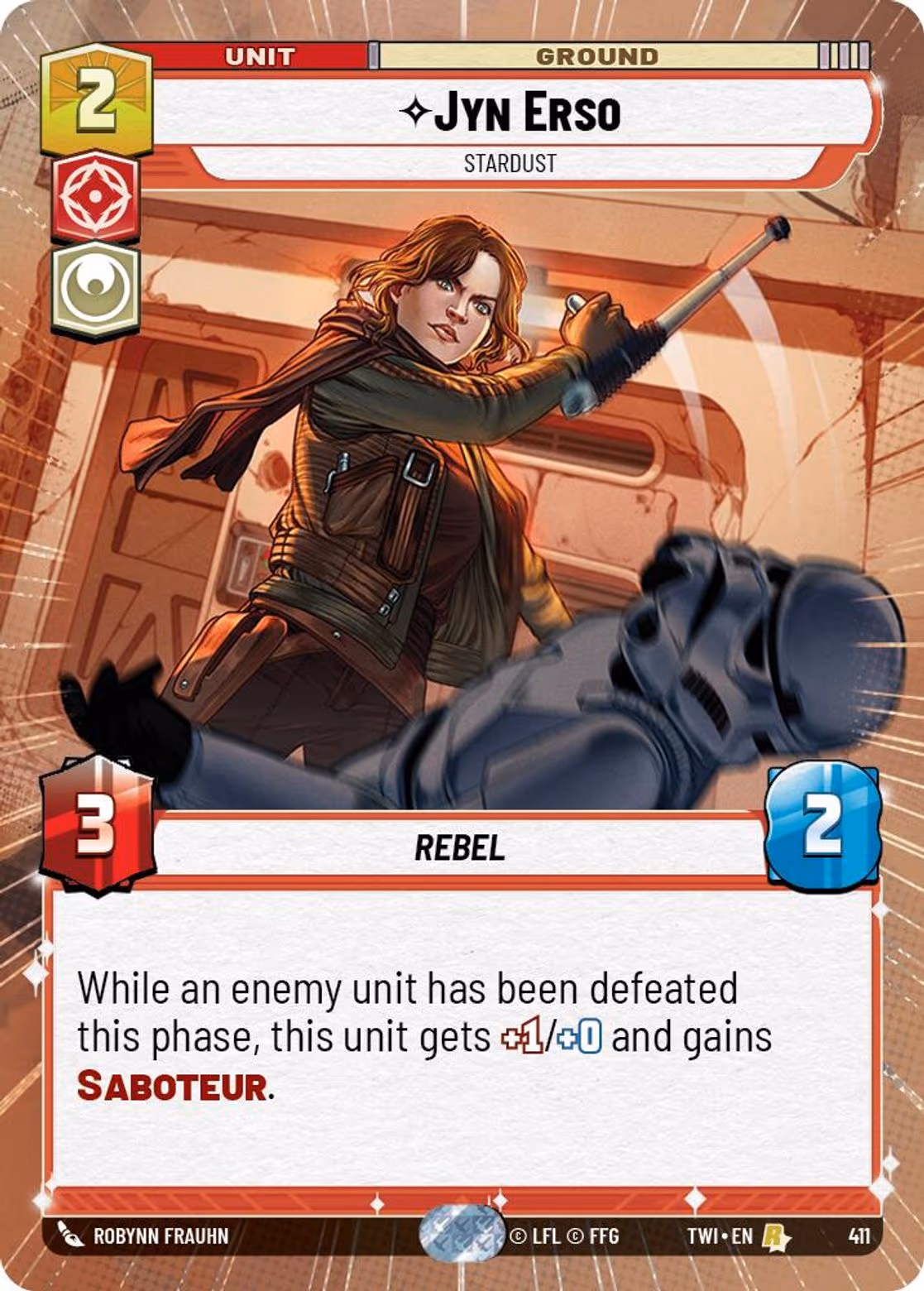 Jyn Erso - Stardust TWI-411 Hyperspace Star Wars Unlimited card