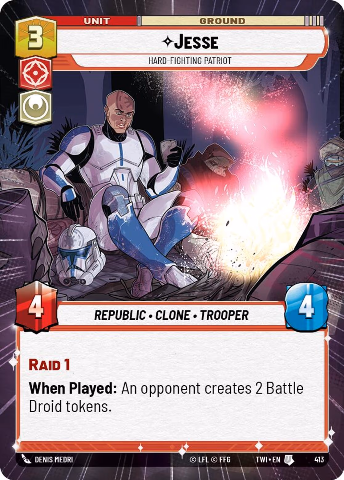 Jesse - Hard-Fighting Patriot TWI-413 Hyperspace Star Wars Unlimited card
