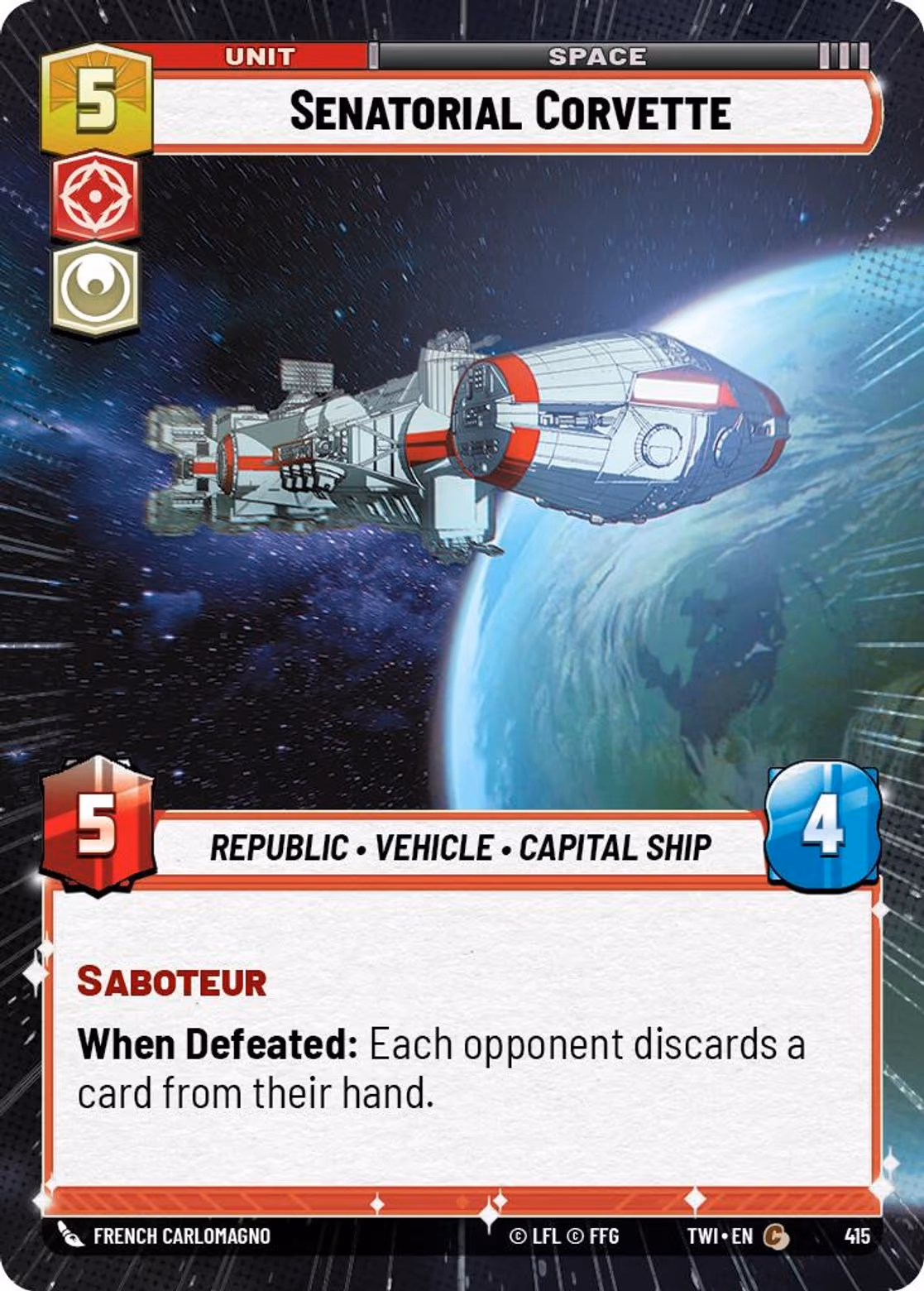 Senatorial Corvette TWI-415 Hyperspace Star Wars Unlimited card