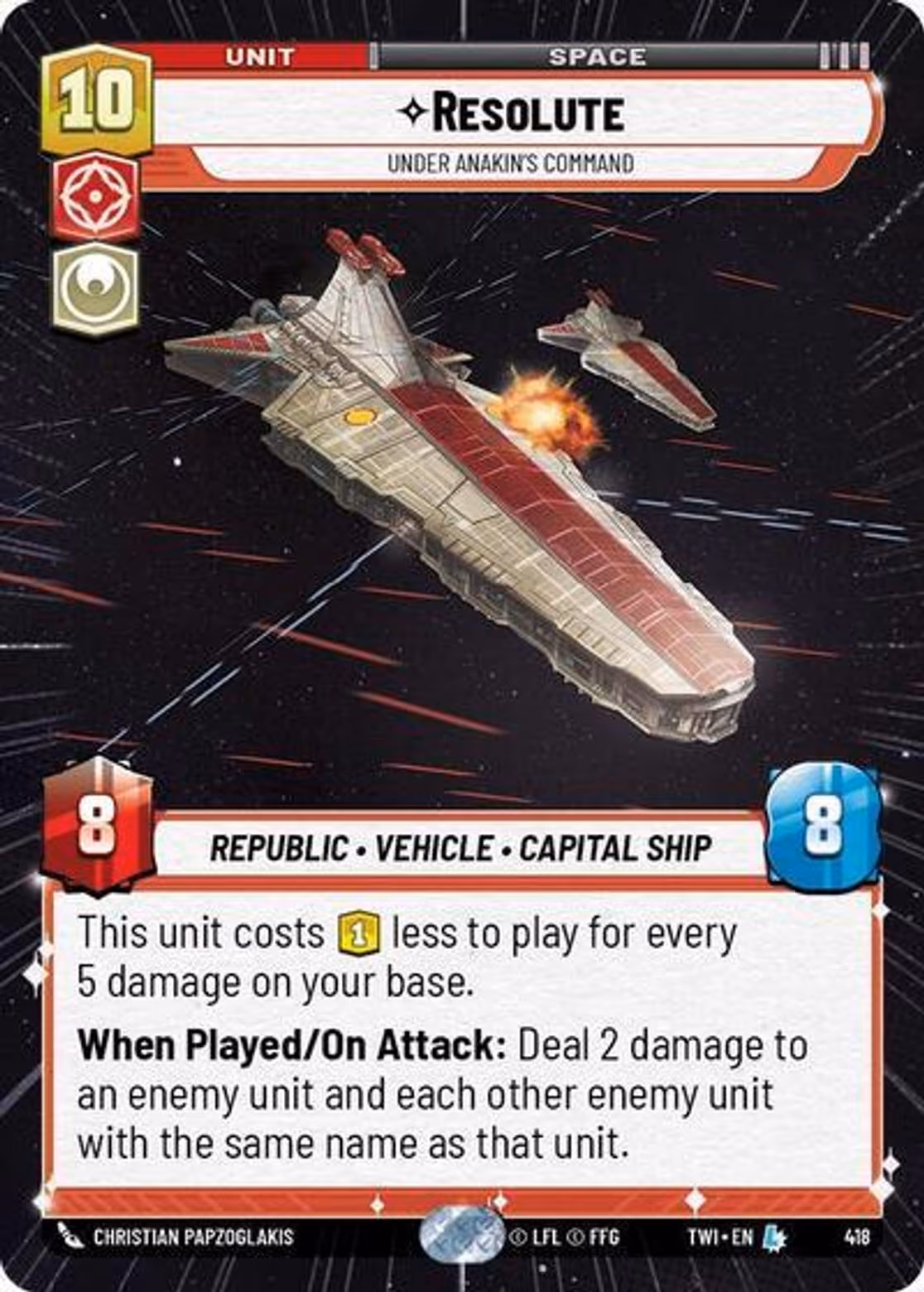 Resolute - Under Anakin's Command TWI-418 Hyperspace Star Wars Unlimited card