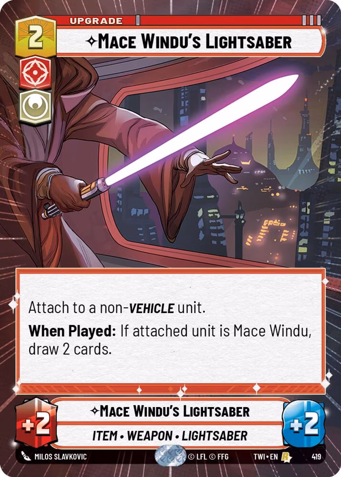 Mace Windu's Lightsaber TWI-419 Hyperspace Star Wars Unlimited card