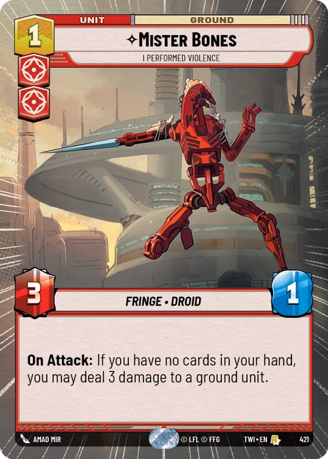 Mister Bones - I Performed Violence TWI-421 Hyperspace Star Wars Unlimited card