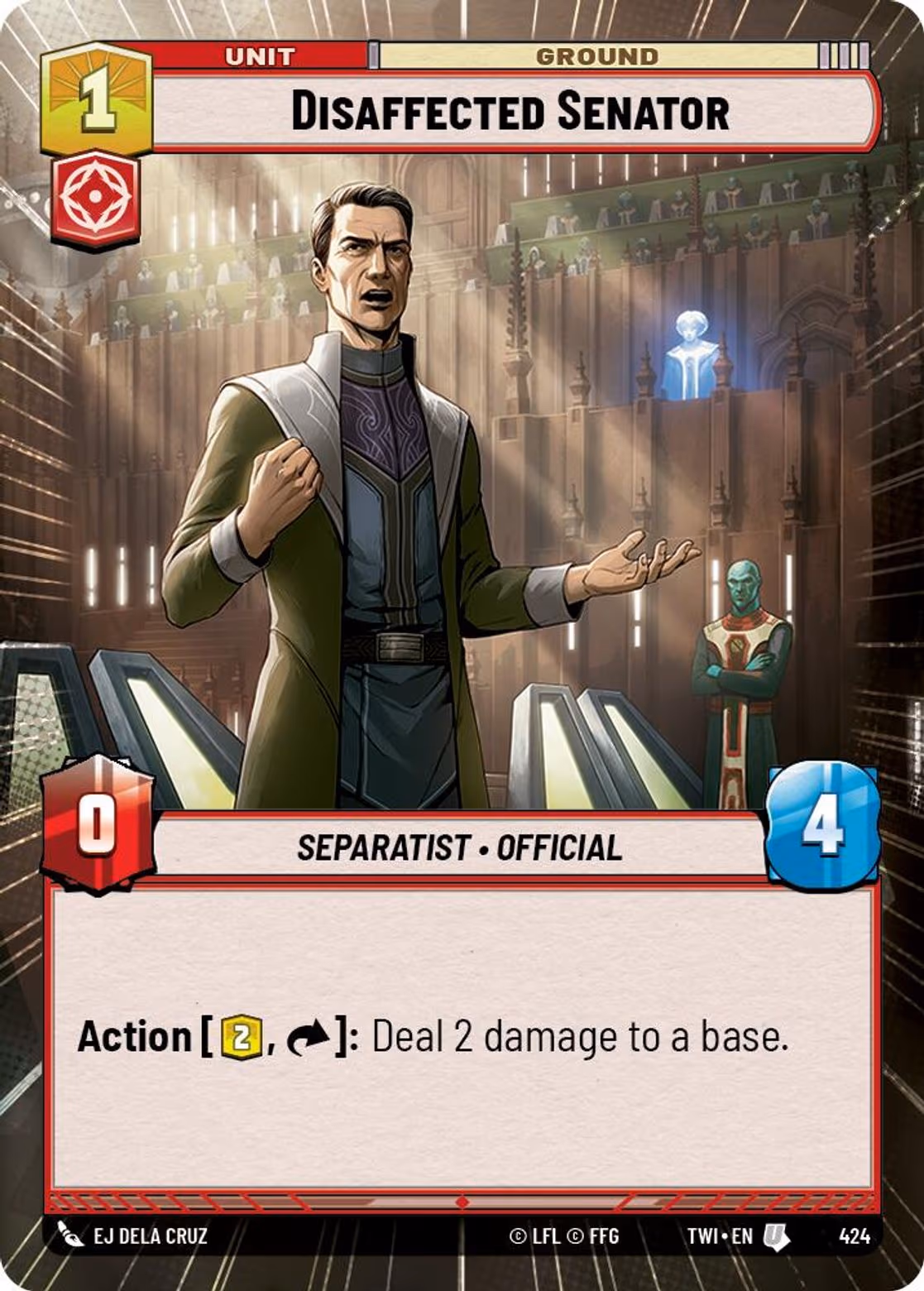 Disaffected Senator TWI-424 Hyperspace Star Wars Unlimited card