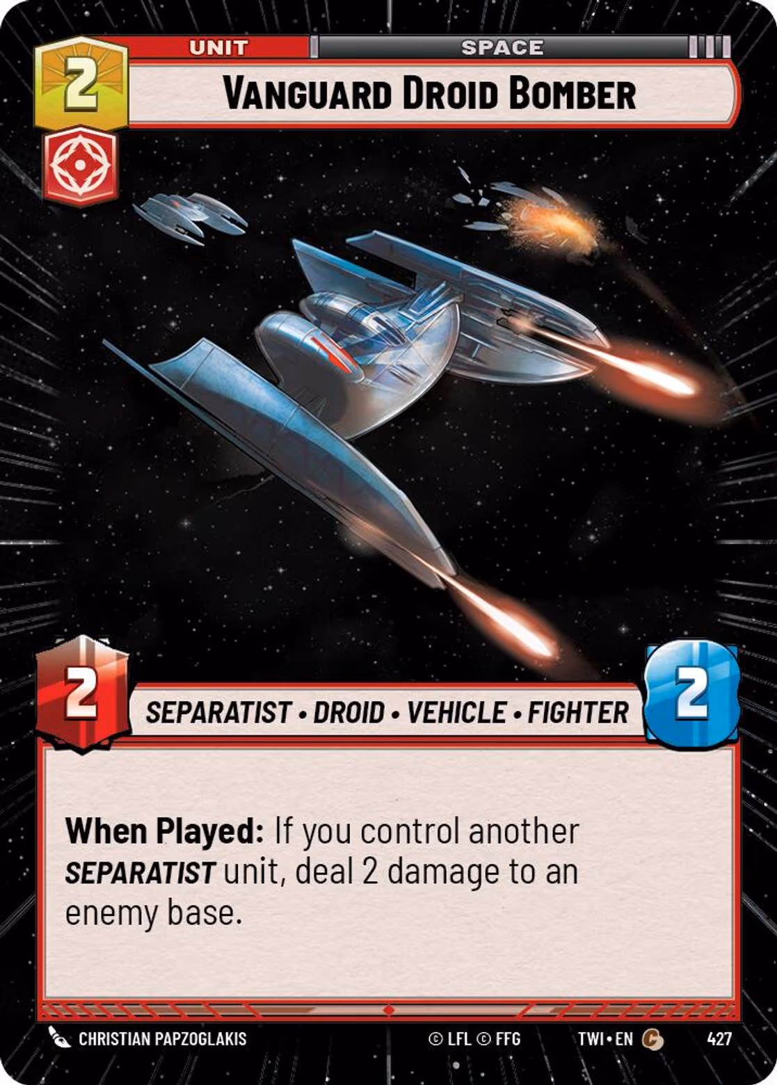 Vanguard Droid Bomber TWI-427 Hyperspace Star Wars Unlimited card