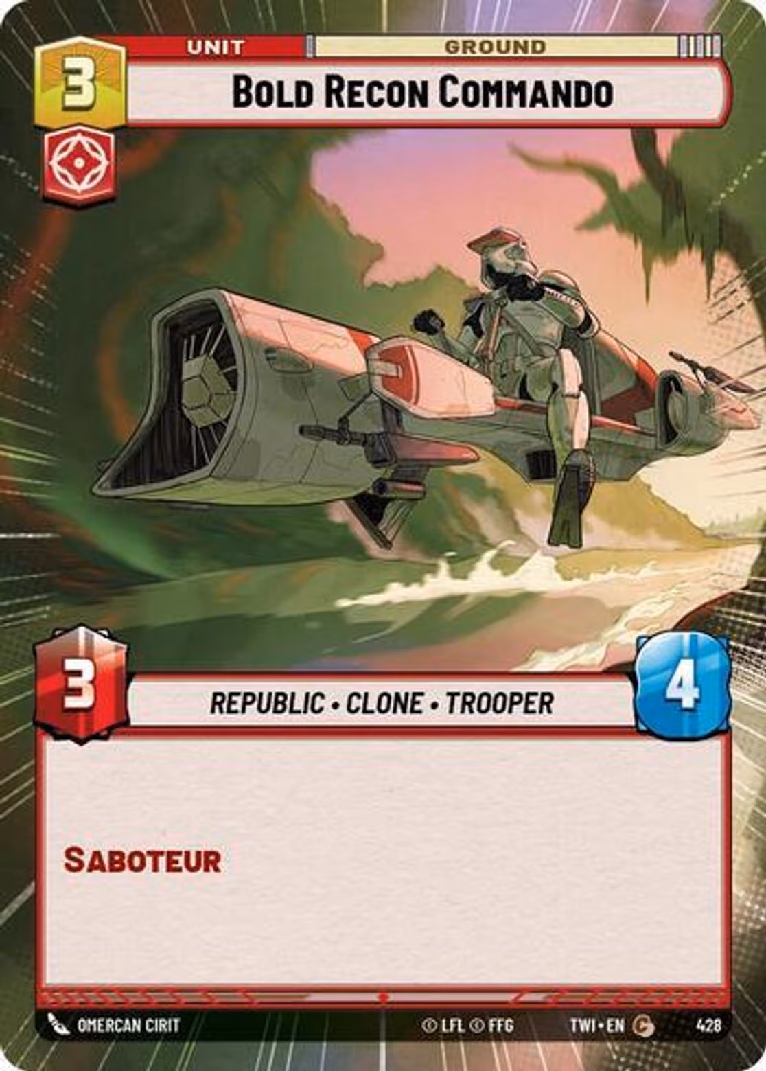 Bold Recon Commando TWI-428 Hyperspace Star Wars Unlimited card