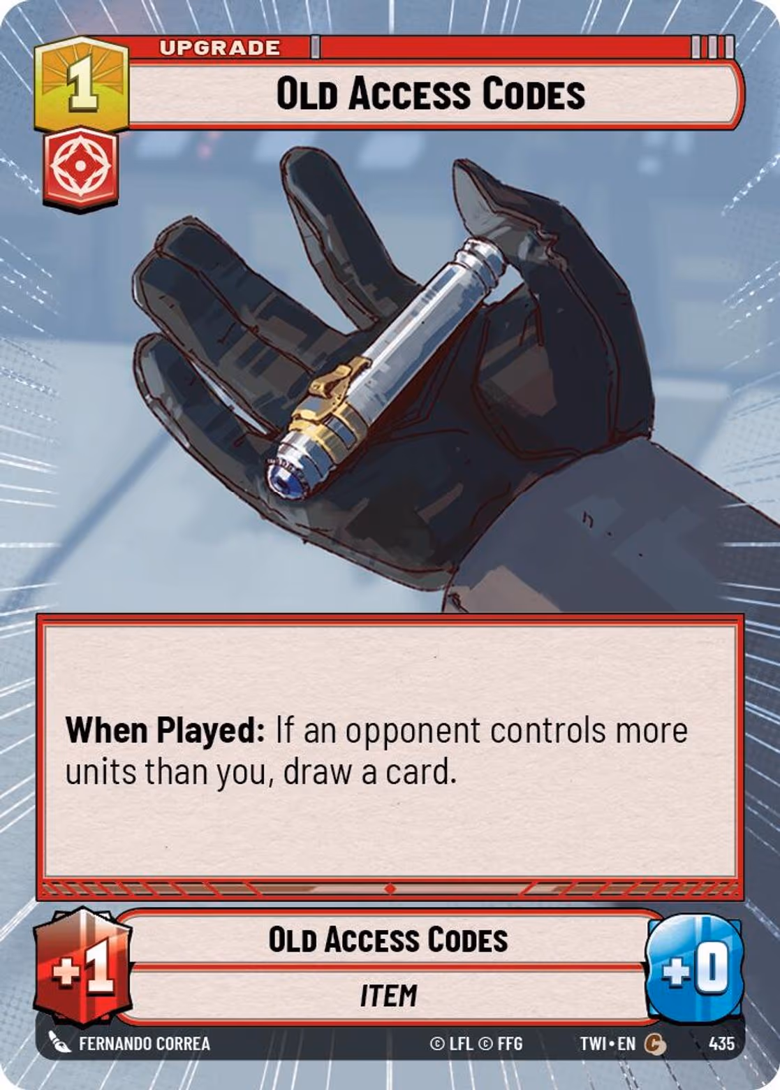 Old Access Codes TWI-435 Hyperspace Star Wars Unlimited card