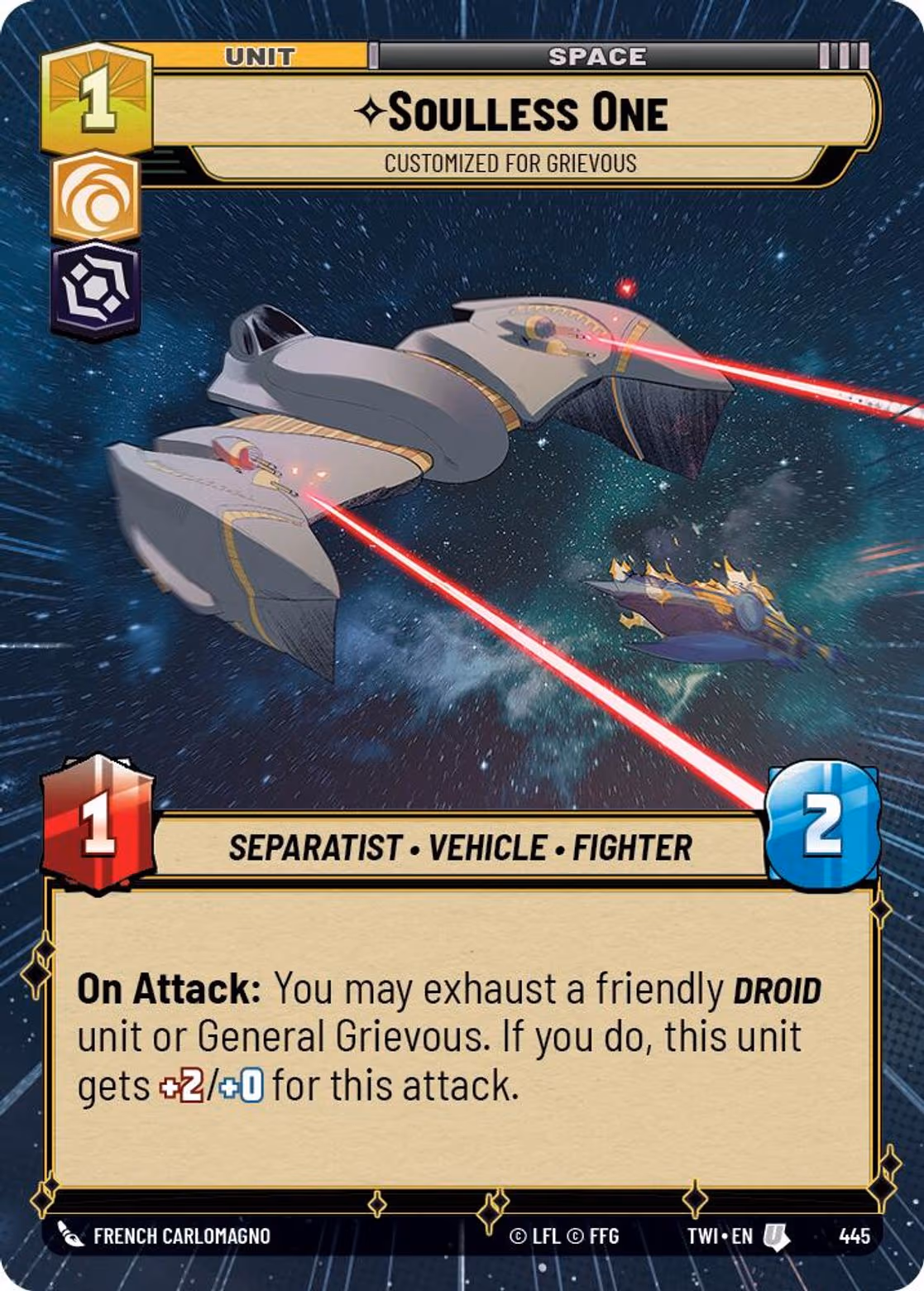 Soulless One - Customized for Grievous TWI-445 Hyperspace Star Wars Unlimited card