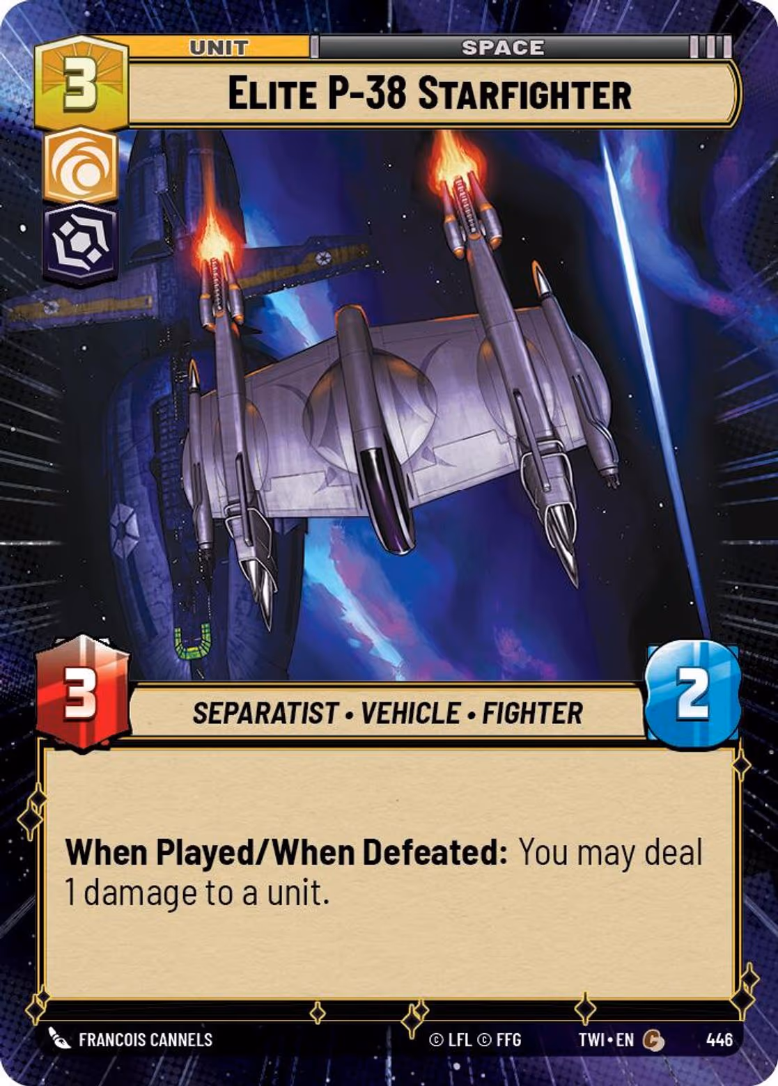 Elite P-38 Starfighter TWI-446 Hyperspace Star Wars Unlimited card