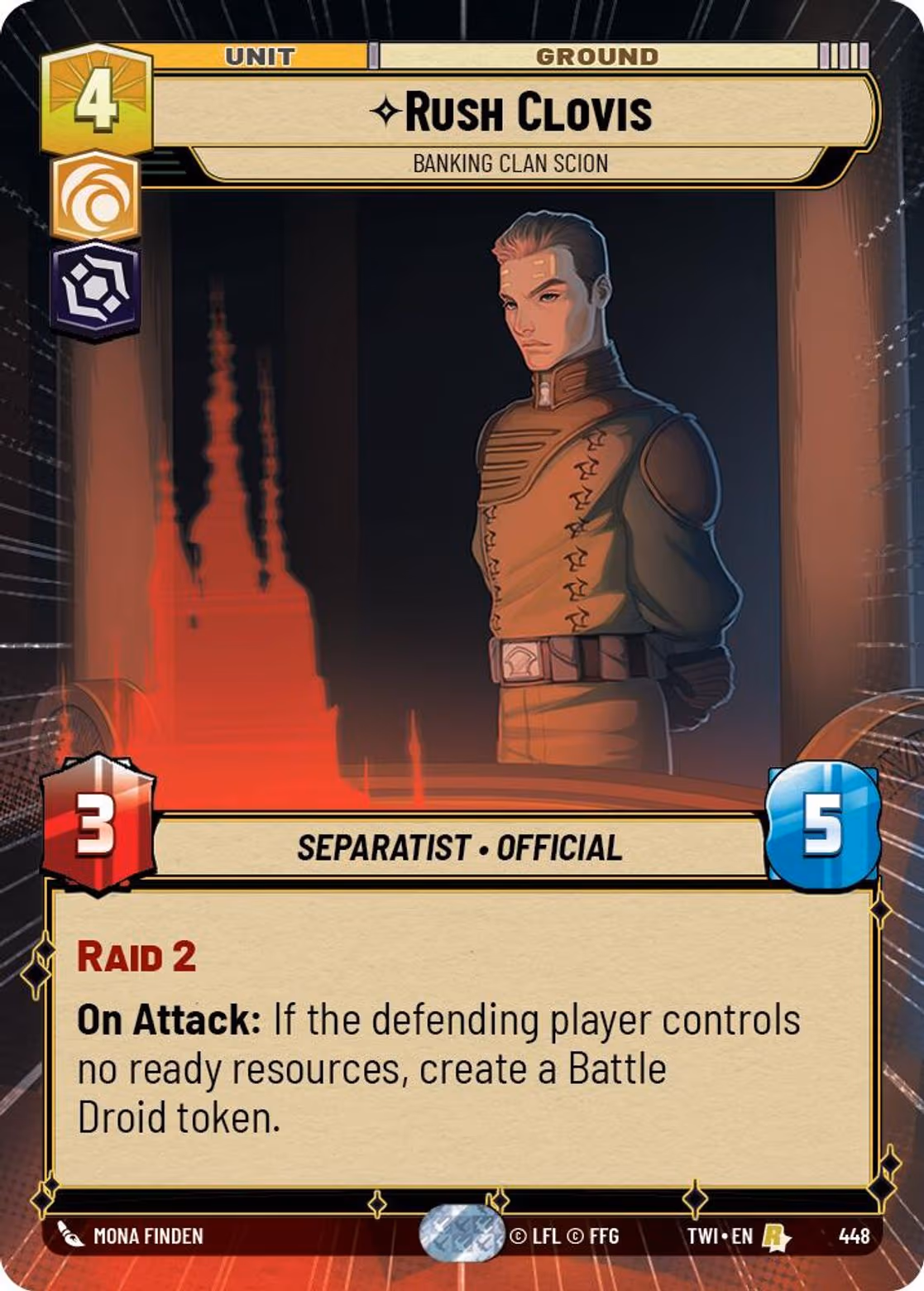Rush Clovis - Banking Clan Scion TWI-448 Hyperspace Star Wars Unlimited card