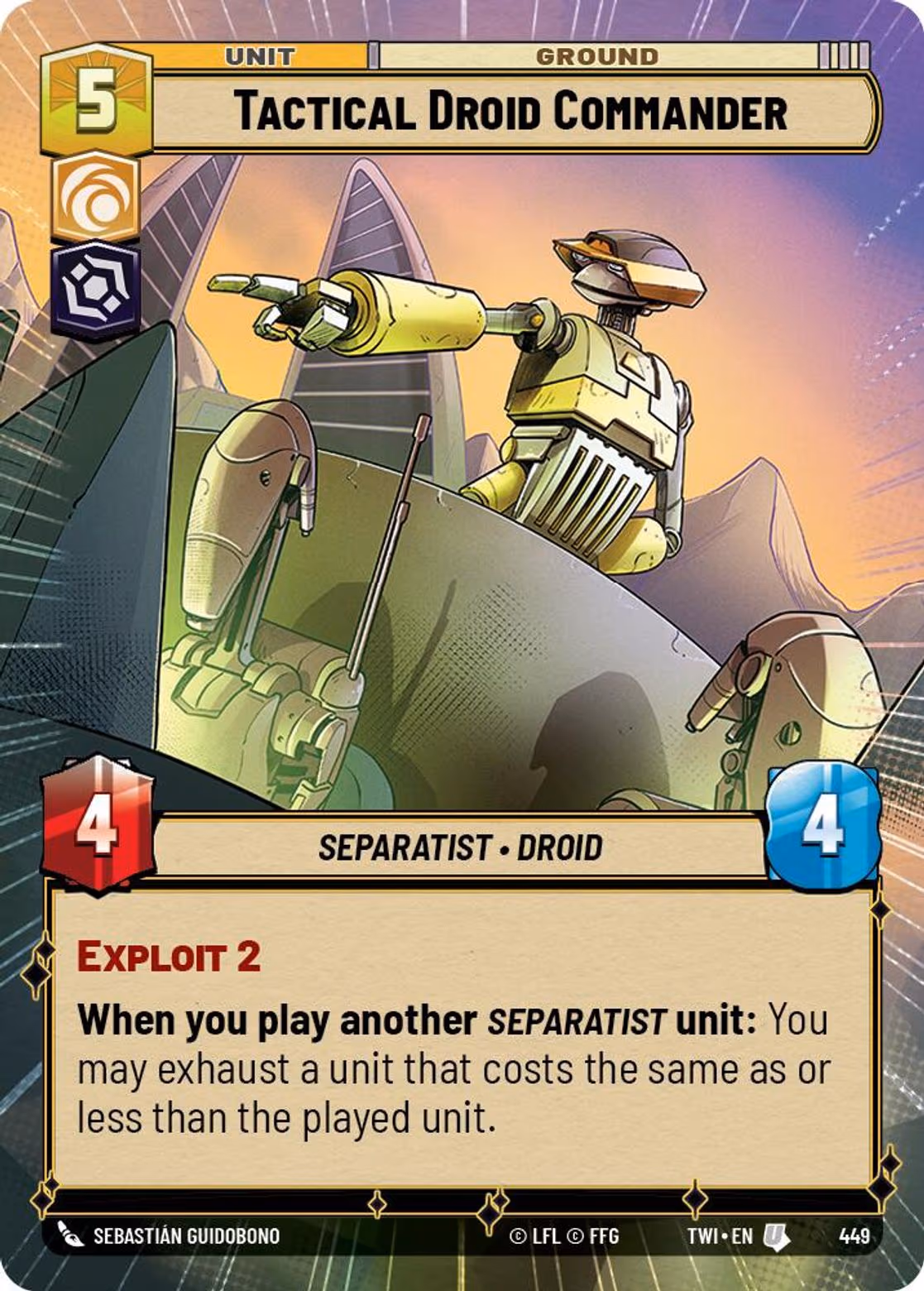 Tactical Droid Commander TWI-449 Hyperspace Star Wars Unlimited card