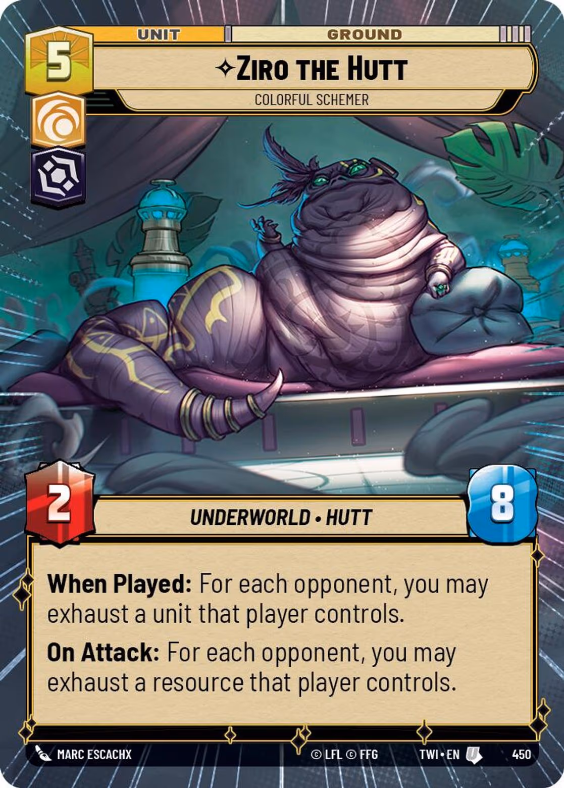 Ziro the Hutt - Colorful Schemer TWI-450 Hyperspace Star Wars Unlimited card