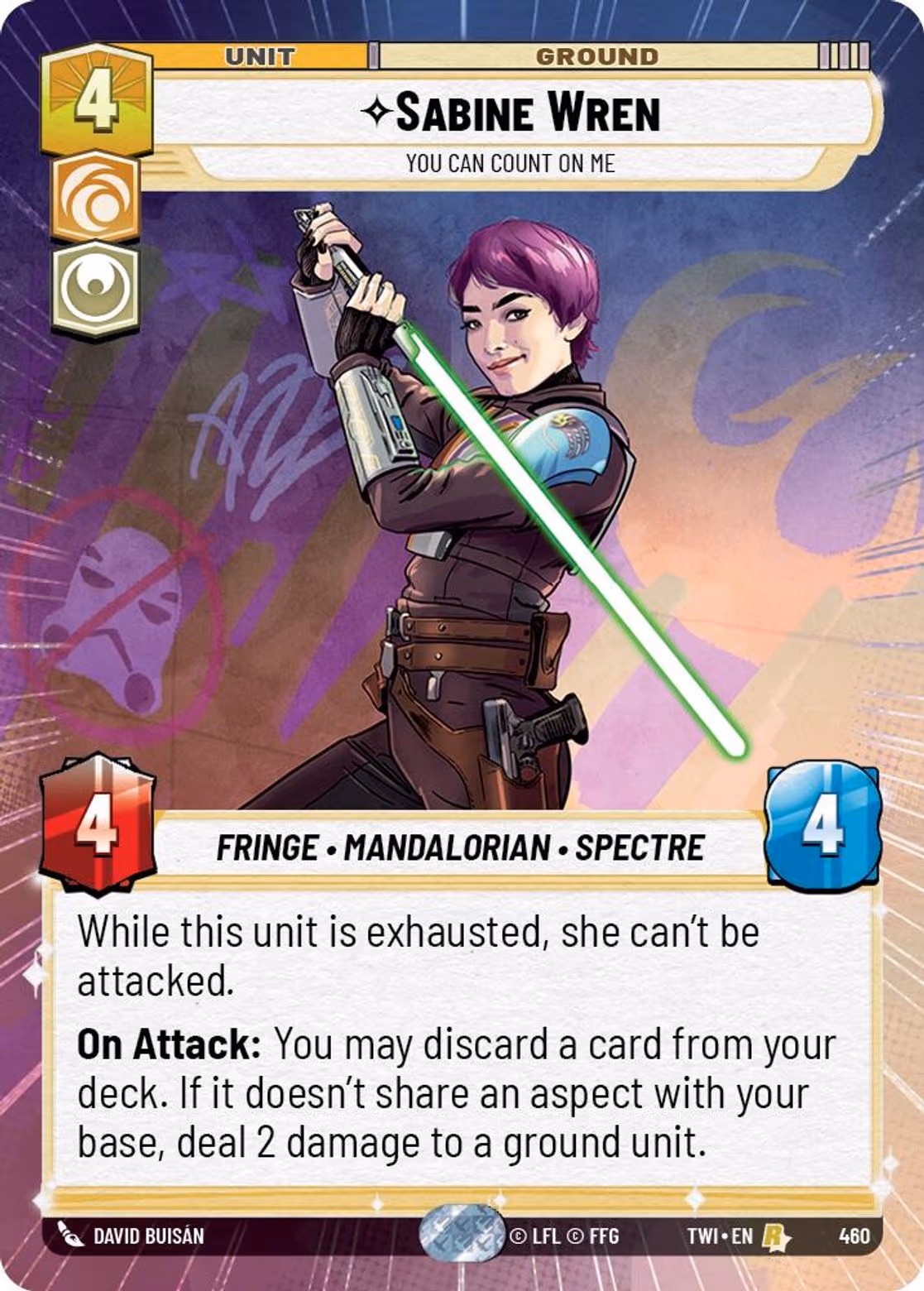 Sabine Wren - You Can Count On Me TWI-460 Hyperspace Star Wars Unlimited card