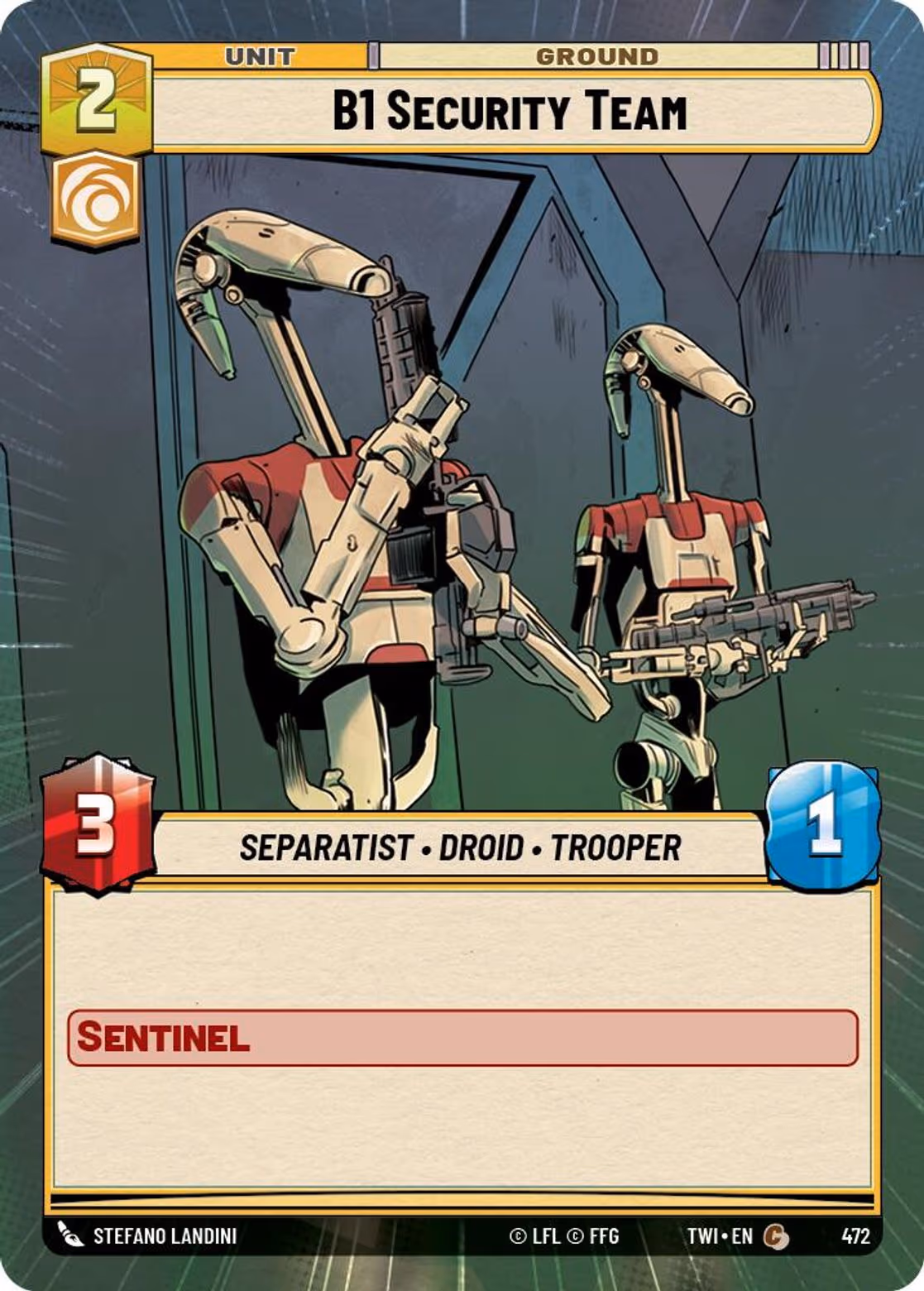 B1 Security Team TWI-472 Hyperspace Star Wars Unlimited card