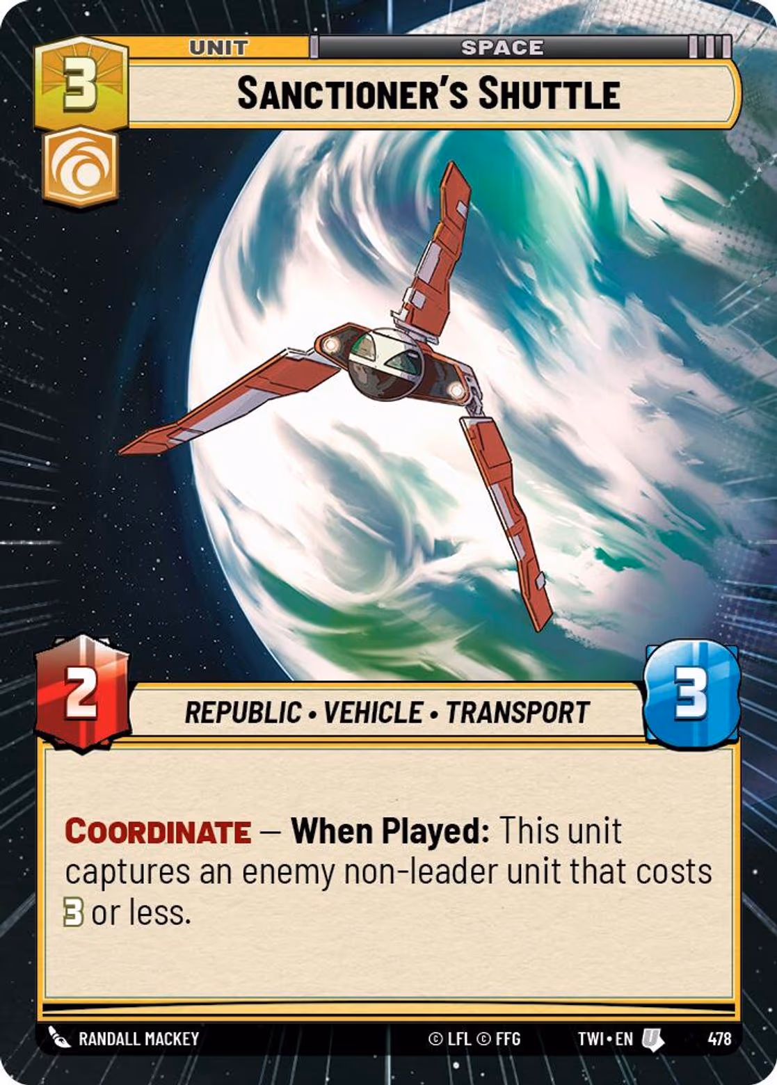 Sanctioner's Shuttle TWI-478 Hyperspace Star Wars Unlimited card