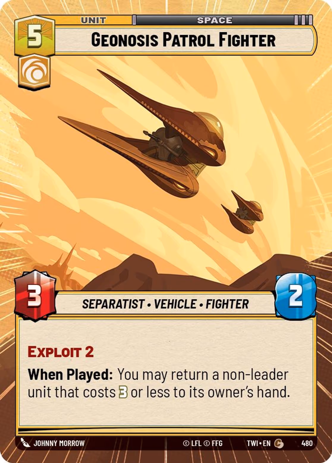 Geonosis Patrol Fighter TWI-480 Hyperspace Star Wars Unlimited card