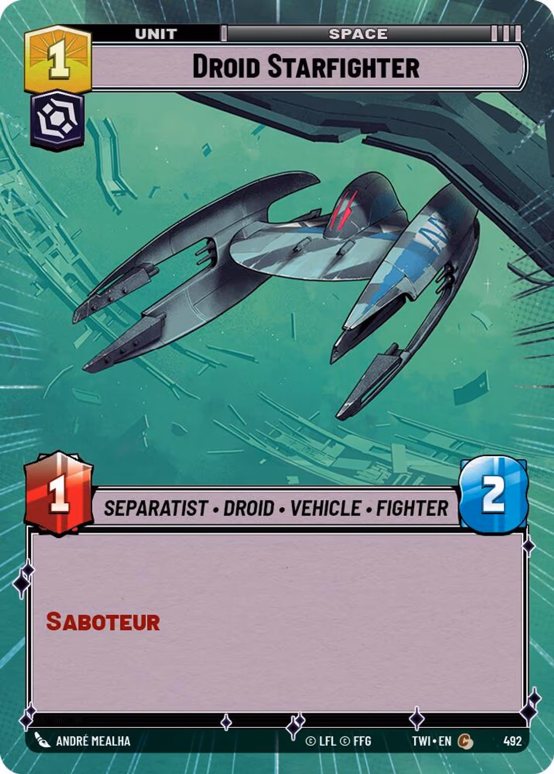 Droid Starfighter TWI-492 Hyperspace Star Wars Unlimited card