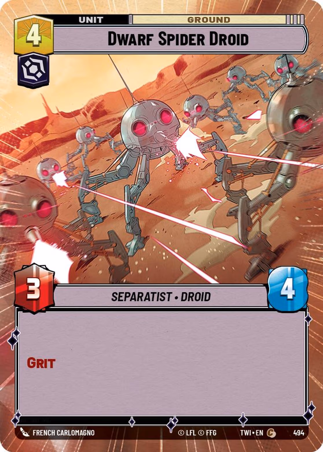 Dwarf Spider Droid TWI-494 Hyperspace Star Wars Unlimited card