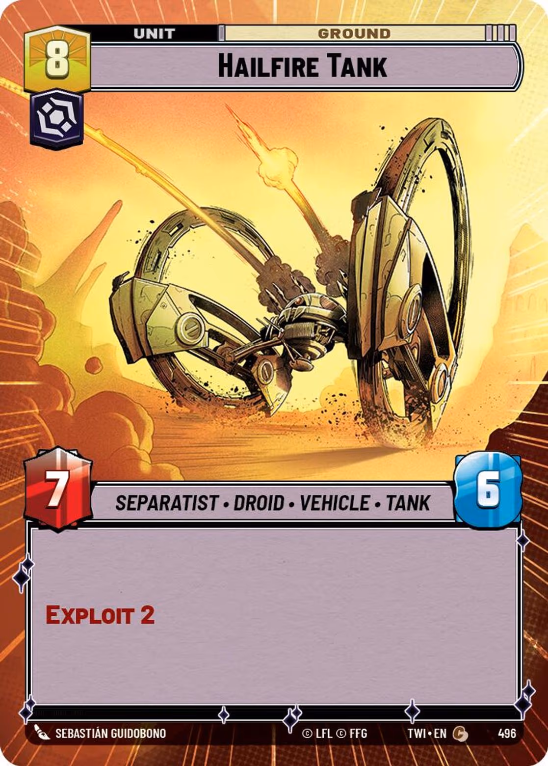 Hailfire Tank TWI-496 Hyperspace Star Wars Unlimited card