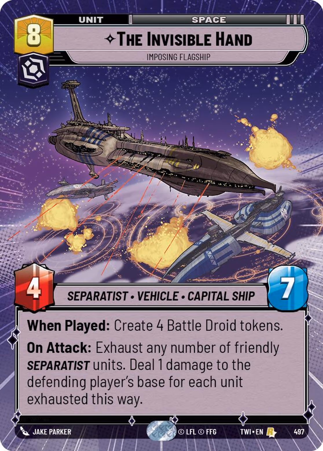 The Invisible Hand - Imposing Flagship TWI-497 Hyperspace Star Wars Unlimited card