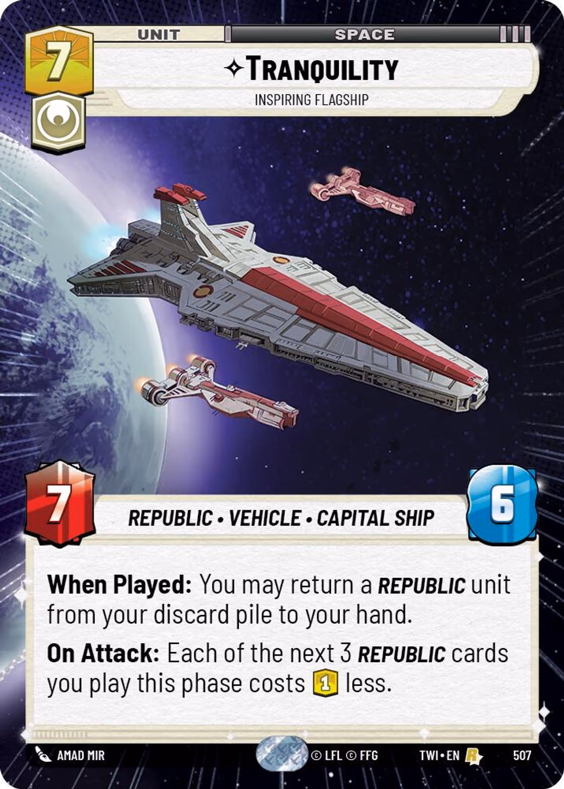 Tranquility - Inspiring Flagship TWI-507 Hyperspace Star Wars Unlimited card