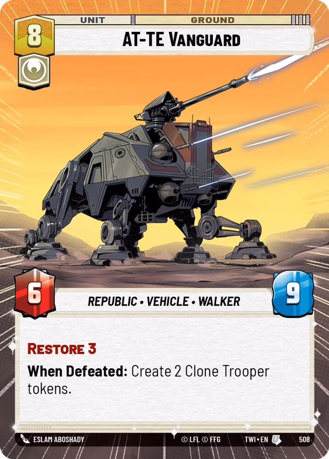 AT-TE Vanguard TWI-508 Hyperspace Star Wars Unlimited card