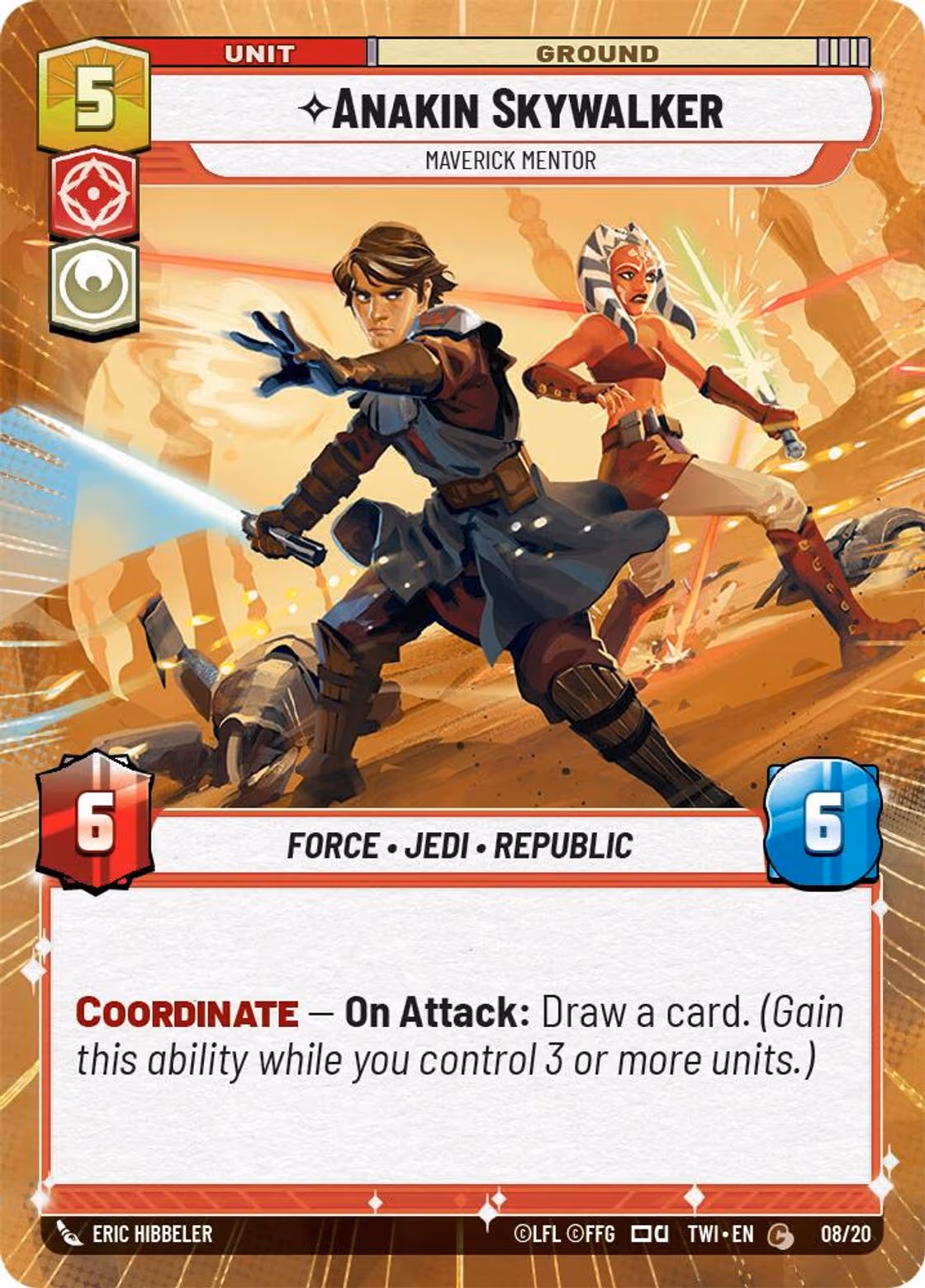 Anakin Skywalker - Maverick Mentor TWIOP-08 Star Wars Unlimited card