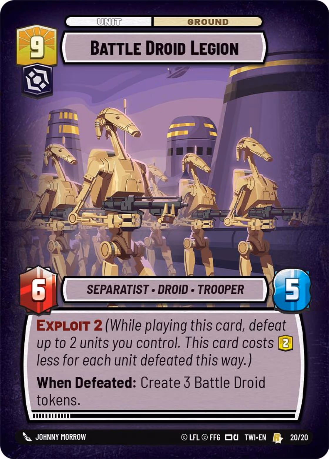 Battle Droid Legion TWIOP-20 Star Wars Unlimited card