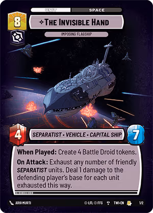 The Invisible Hand - Imposing Flagship TWIPQ-1 Star Wars Unlimited card