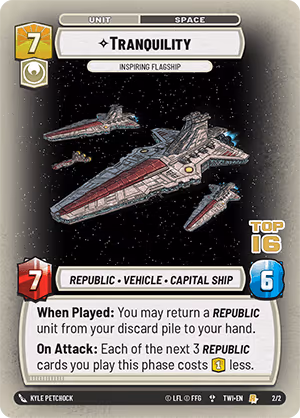 Tranquility - Inspiring Flagship TWIPQ-2-16 PQ Top 16 Star Wars Unlimited card