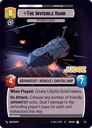 The Invisible Hand - Imposing Flagship TWIPQJ-1 Star Wars Unlimited card